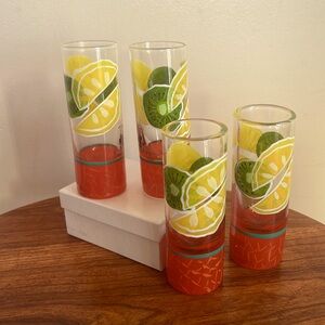 Lemon and lime hand painted shot drink glasses set of 4